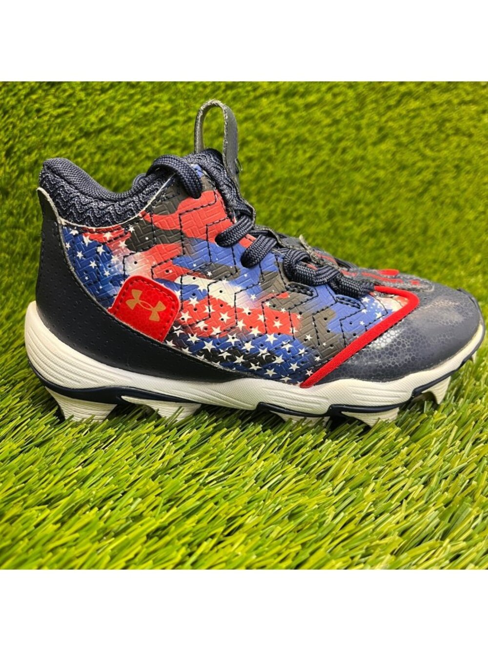 Under Armour Kids Navy Red White Blue Star Pattern Cleats